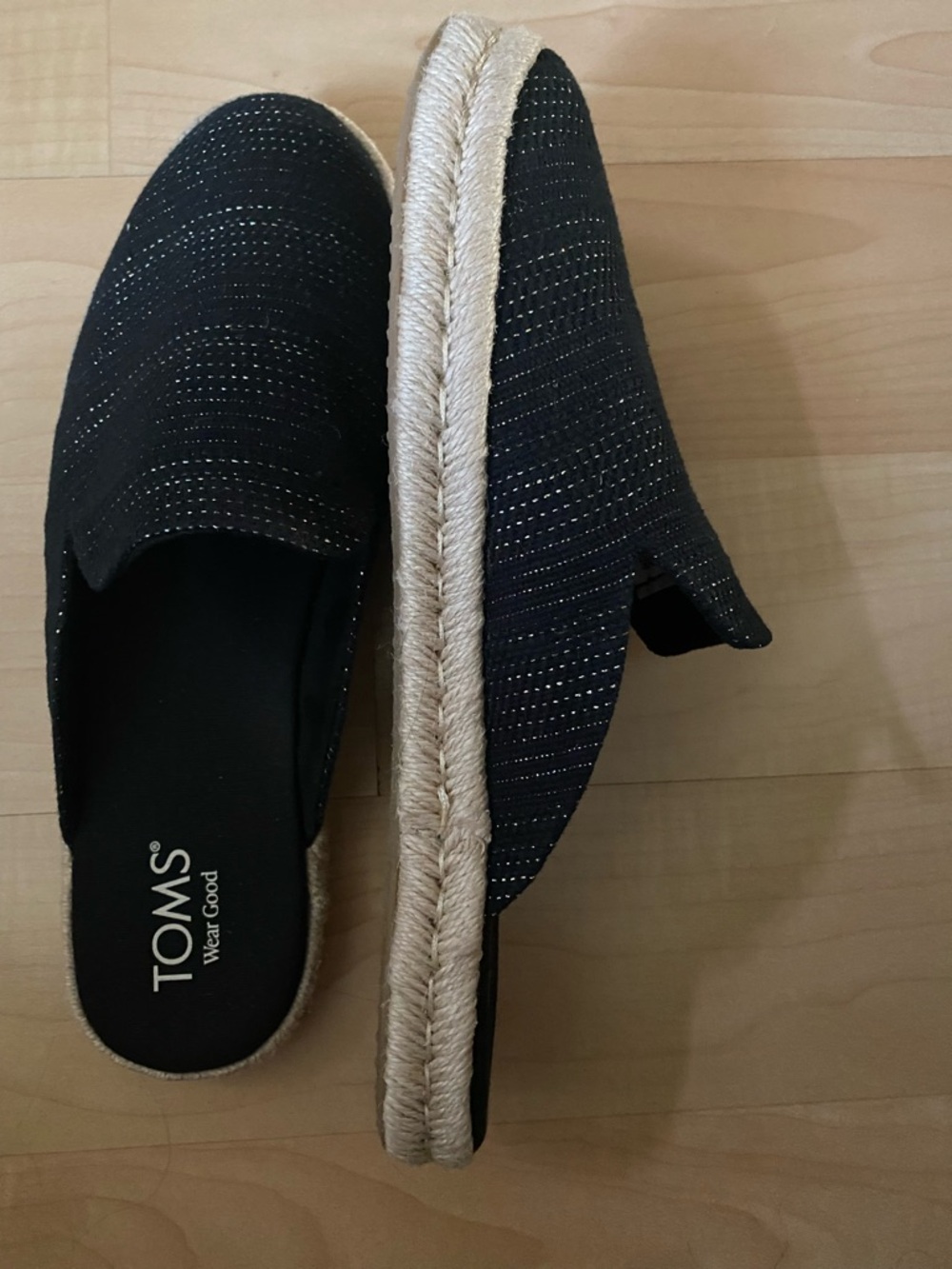 TOMS Women’s Black Slip-On Espadrille Mules - Picture 2 of 4
